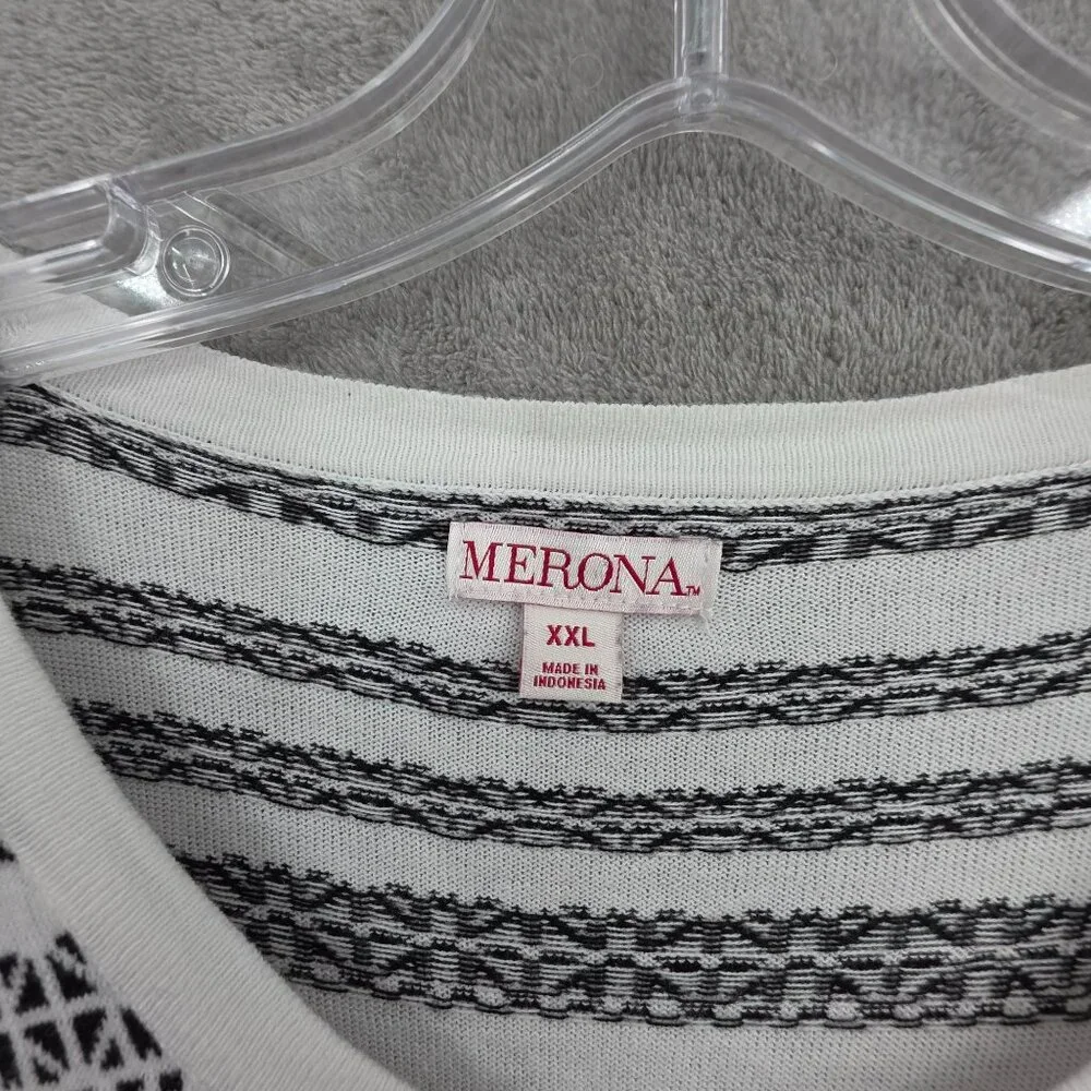 Merona Cardigan Sweater Bundle XXL Black White Grey Stripe Bling Button Up Knit